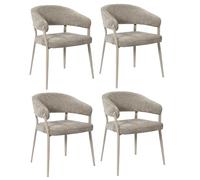 Deconation Lot De 4 Fauteuils Taupe Tissu Pieds Métal 55 X 55 X 78 Cm - Assise Confort