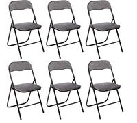 Deconation Lot De 6 Chaises Pliantes en Velours - Gris - L 44 X P 45 X H 79 Cm