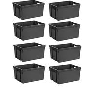 Deconation Lot De 8 Bacs Manutention 50 L Superposables Et Emboitables - Bacs De Rangement Idéal Logistique - Gris Anthracite