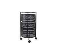 Deconation Resserre 3 Paniers Rotatifs sur Roues en Acier Noir | H 60 Cm X D 33 Cm | Etagère De Rangement Cuisine, Salle De Bain, Bureau..