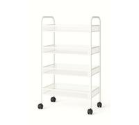 Deconation Resserre Métallique Rectangulaire 4 Niveaux à roulettes - Blanc - Desserte De Rangement - L 39 X P 23 X H 77 Cm