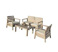 Deconation Salon De Jardin Ensemble Canapé Et Fauteuils Beige Sable Largeur 125 Cm