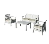 Deconation Salon De Jardin Ensemble Canapé Et Fauteuils Blanc Largeur 125 Cm