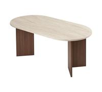 Deconation Table à Manger Table De Salle à Manger en Bois MDF Mélaminé Travertin Et Noyer 180 X 90 X 75 Cm Charge 70 Kg