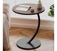 Deconation Table D'appoint Design Arrondi| Bout De Canapé Ou Table De Chevet H 60 Cm X D 40 Cm | Marron Et Noir