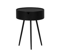 Deconation Table D'appoint Ronde Rangement Intégré | Bout De Canapé, Table De Chevet Ou Table Basse H 54 Cm X D 40 Cm | Noir