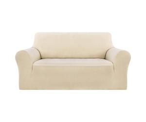 Deconovo 1 Pièce Housse de Canapé 2 Places avec Accoudoirs Beige Extensible Jacquard Revêtement de Canapécanape Housse Protecteur