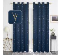 Deconovo 2 PCS Rideau Occultant pour Salon Thermique Isolant Rideaux Constellation d'or Imprimée pour Chambre 117x229 CM Bleu