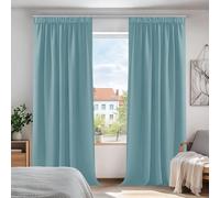 Deconovo 2 Pièces Rideaux Maison Fenêtres Intérieur Galon Fronceur Salon Moderne Rideau Salle à Manger de Porte de L’tel Occultant Thermique Anti Froid 168x229cm Bleu Ciel