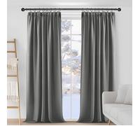 Deconovo 2 Pièces Rideaux Occultants de Porte Thermique Anti Froid Rideau Salon Galon Fronceur Gris Clair 132x183cm