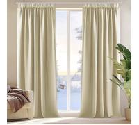 Deconovo 2 Pièces Rideaux Occultants de Porte Thermique Anti Froid Rideau Salon Galon FronceurJaune Moutarde Beige Foncé 140x180cm