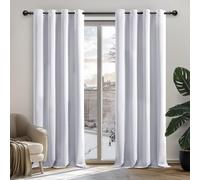 Deconovo Anti Bruit Rideaux Isolation Lumineux Anti UV Blanc Pâle Gris | 2 panneaux, L 132 x H 214 cm, Separation de Piece, Anti Chaleur, Isolant, Rideau Fenetre, Phonique, Acoustique, Avec Oeillets