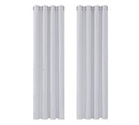 Deconovo Décoration Fenêtre Rideau Anti Bruit Tissu Opaque Blanc Pâle Gris | 2 panneaux, L 140 x H 245 cm, Separation de Piece, Anti Chaleur, Phonique, Acoustique, Design Moderne, Occultant