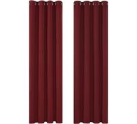 Deconovo Décoration Fenêtre Rideau Anti Bruit Tissu Opaque Rouge | 2 panneaux, L 140 x H 245 cm, Separation de Piece, Anti Chaleur, Phonique, Acoustique, Design Moderne, Occultant