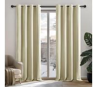 Deconovo, rideaux occultants thermiques, couleur beige, avec œillets, rideaux courts