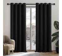 Deconovo Rideau Occultant Thermiques Anti Froid, Double Rideau Isolant Anti-Bruit, Économie d'Énergie, Idéal pour Chambre et Salon, 132X160 CM (Largeur X Hauteur), Noir, 2 Pièces