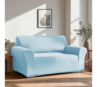 Deconovo Housse de canapé élastique antidérapante en Maille de Lait à Motif Vagues - Protection décorative Stretch pour Salon, 1 Place Noir Brillant 237×83×89CM Bleu Ciel