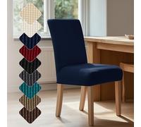 Deconovo Housse de Chaise Extensible 6 pièces 45×45×60 cm Bleu Marine Mat