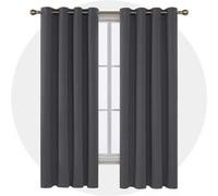 Deconovo Lot de 2 Décoration Rideaux Occultants Isolant à Oeillets pour Rideau Salon Moderne à Oeillets 132x213cm Gris Foncé Gris G