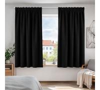 Deconovo Lot de 2 Rideau 50% Occultant Thermique Anti Froid Isolant Galon Fronceur Cuisine Rideaux Chambre Fille,Halloween Noir 132x138cm