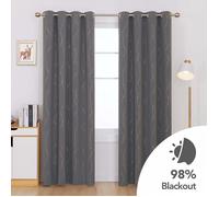 Deconovo Lot de 2 Rideau Occultant Anti Froid à Motif Doré en Ligne et Point Rideau Fenêtre Salon Gris Clair 140x229cm
