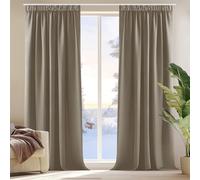Deconovo Lot de 2 Rideau Salon Design Moderne Rideaux Isolant Phonique Rideau Fenetre Cuisine Salon Occultant Galon Fronceur 140x180cm Taupe
