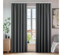 Deconovo Lot de 2 Rideaux avec Galon fronceur, Protection Contre Le Froid, occultant, Protection Contre Le Bruit, pour Salon, Chambre à Coucher, 175 x 140 cm (Hauteur x Largeur) Gris foncé