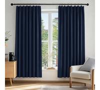 Deconovo Lot de 2 Rideaux Balcon Fenêtre Cuisine Thermique Anti Froid Occultant Rideau Galon Fronceur Salon Moderne Décoration Chambre Adult Bleu Marine 168x183cm
