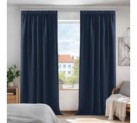 Deconovo Lot de 2 Rideaux Chambre Adult de Porte Salle L’h?tel Salon Décoration Cuisine Rideau Fenêtre Intérieur Thermique Anti Froid Occultant Galon Fronceur 140x290cm Bleu Marine
