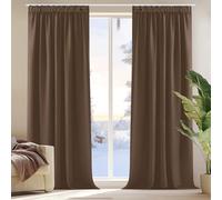 Deconovo Lot de 2 Rideaux Chambre Adulte Moderne Rideau Thermique Occultant Galon Fronceur Rideau Isolant Anti Froid Thermique Brun 140x245cm