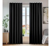 Deconovo Lot de 2 Rideaux Cuisine Salon Occultant Intérieur Décoration Galon Fronceur, Rideau Chambre Adult de Porte Fenêtre Intérieur, Halloween Noir, 140x220cm
