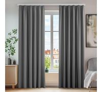 Deconovo Lot de 2 Rideaux Décoration Intérieur de Porte Galon Fronceur Salon Balcon Fenêtre Rideau Cuisine Salle Chambre Enfant Occultant 140x220cm Gris Clair