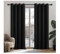 Deconovo Rideau Occultant Thermiques Anti Froid, Double Rideau Isolant Anti-Bruit, Économie d'Énergie, Idéal pour Chambre et Salon, 132X160 CM (Largeur X Hauteur), Noir, 2 Pièces