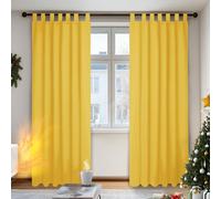 Deconovo Lot de 2 Rideaux Occultant Isolant Thermique Anti Froids à Pattes Rideau Salon Cuisine 140x200cm Jaune Moutarde