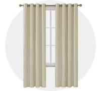 Lot de 2 Rideaux Occultants à Oeillets de Bureau Isolant Thermique 117x229cm Beige Foncé