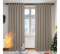 Deconovo Lot de 2 Rideaux Occultants à Pattes 140x175cm Isolant Thermique Anti Froid pour Velux Taupe