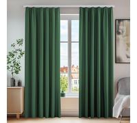 Deconovo Lot de 2 Rideaux occultants, avec Galon fronceur, Protection Solaire, épais, Protection Contre la Chaleur, 175 x 140 cm (Hauteur x Largeur), Vert forêt