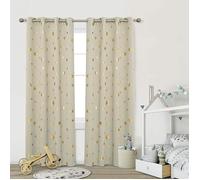 Deconovo Lot de 2 Rideaux Occultants Beige Foncé Thermique Anti Froid Isolant avec Oeillets Rideau Salon Design Moderne 117x138cm