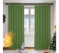 Deconovo Lot de 2 Rideaux Occultants de Salle de Bain à Pattes 140x175cm Isolant Thermique Anti Froid Vert