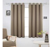 Deconovo Lot de 2 Rideaux Occultants Home Decorative Oeillet Rideau Occultant à Oeillet Fenetre Rideau pour Chambre Garcon 132x160cm Taupe Taupe G