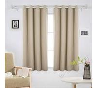 Deconovo Lot de 2 Rideaux Occultants Isolant Thermique Rideau Occultant Oeillet Rideau pour Salon 132x160cm Beige Beige G