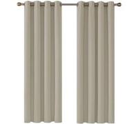 Deconovo Rideau Occultant Thermiques Anti Froid, Double Rideau Isolant Anti-Bruit, Économie d'Énergie, Idéal pour Chambre et Salon, 140X175 CM (Largeur X Hauteur), Beige Foncé, 2 Pièces