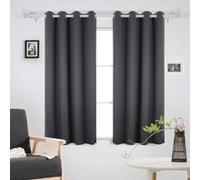 Deconovo Rideau Porte Fenetre Rideaux Thermique Anti Bruit Gris Foncé | 2 panneaux, L 140 x H 175 cm, Separation de Piece, Isolant, Phonique, Acoustique, Anti Chaleur Decoration Chambre Salon