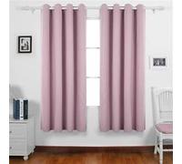 Deconovo Lot de 2 Rideaux Occultants Lourds Solides de Porte à Oeillets 135cm x 240cm Isolant Thermique Rose Pâle Rose Pâle