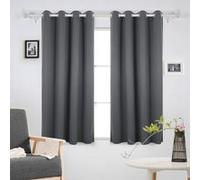Deconovo Rideau Occultant Thermiques Anti Froid, Double Rideau Isolant Anti-Bruit, Économie d'Énergie, Idéal pour Chambre et Salon, 140X175 CM (Largeur X Hauteur), Gris Clair, 2 Pièces