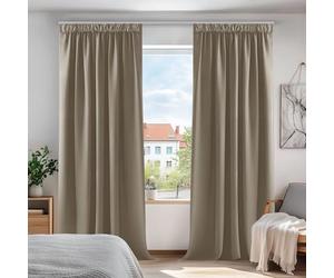 Deconovo Lot de 2 Rideaux Occultants Salon avec Galon Fronceur Rideau Grande Largeur Isolant Thermique Anti Froid 140x210cm Taupe
