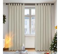 Deconovo Lot de 2 Rideaux Occultants Thermique Anti Froid Rideaux Salon Intérieur à Pattes 140x220cm Beige Rideau pour Porte d'entrée