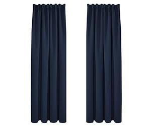 Deconovo Lot de 2 Rideaux Thermiques Anti Froid Rideau de Fenetre Rideau Occultant Thermique Galon Fronceur 140x180cm Bleu Marine