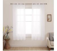 Deconovo Lot de 2 Rideaux Voilages Blanc Decoration Chambre Salon à Oeillets Blanc 140x138cm