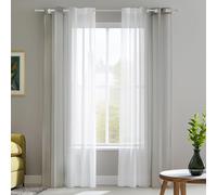 Deconovo Lot de 2 Rideaux Voilages, Décoration Rideau à Oeillets, Dégradé de Couleur pour Chambre Enfant Fille Salon Maison Fenêtre Balcon, Gris Clair, 140×260 CM